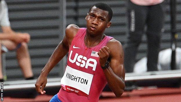 Erriyon Knighton competes in the men's 200m final at the Tokyo Olympics