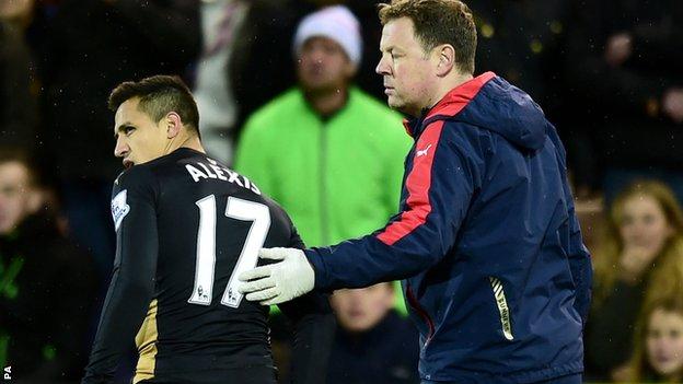 Alexis Sanchez helped off at Carrow Road