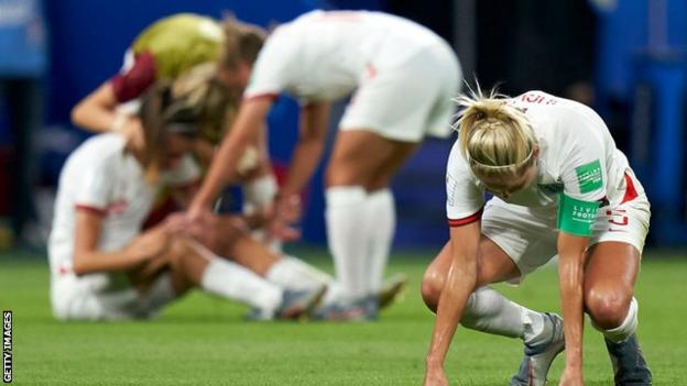 England players look dejected following semi-final defeat