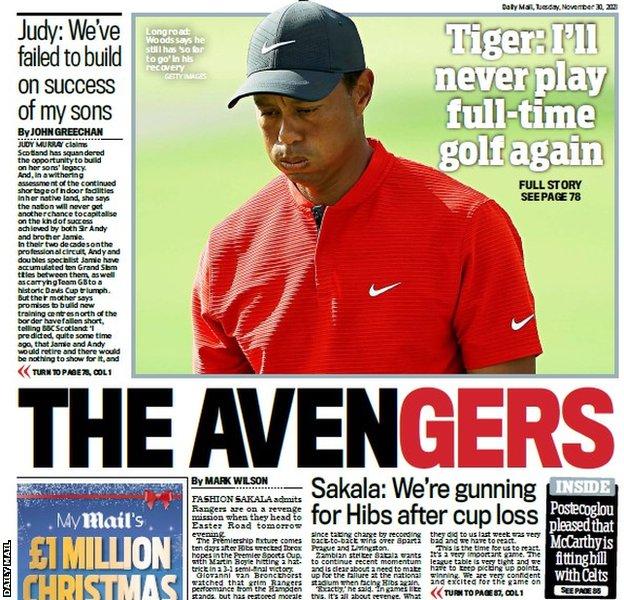 The back page of the Scottish Daily Mail on 301121