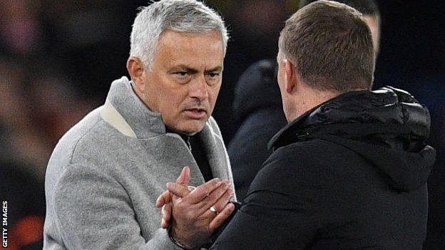 Roma's Jose Mourinho and Leicester's Brendan Rodgers