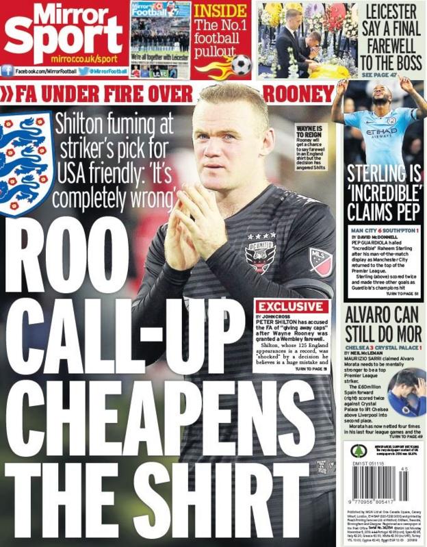 Mirror back page on Monday