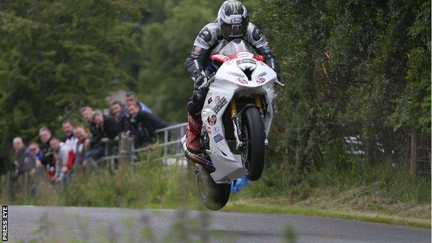 Michael Dunlop takes to one wheel at the Armoy meeting
