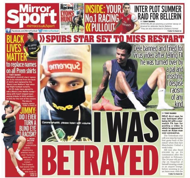 Friday's Mirror back page