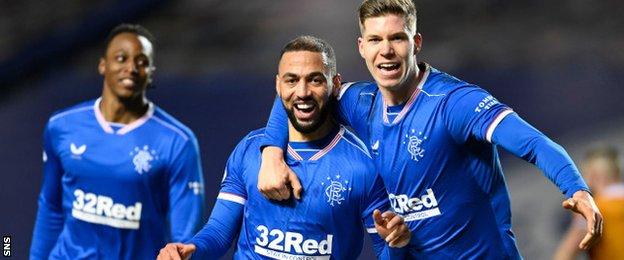 Kemar Roofe and Cedric Itten celebrate