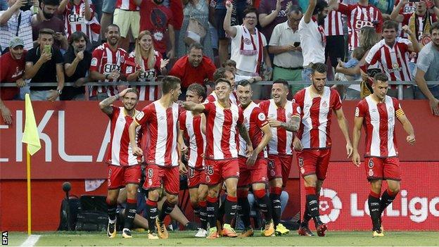 Girona players celebrate