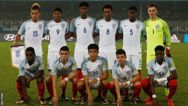 Joel Latibeaudiere (15, back left) was part of current Swans boss Steve Cooper's England U17 World Cup-winning team
