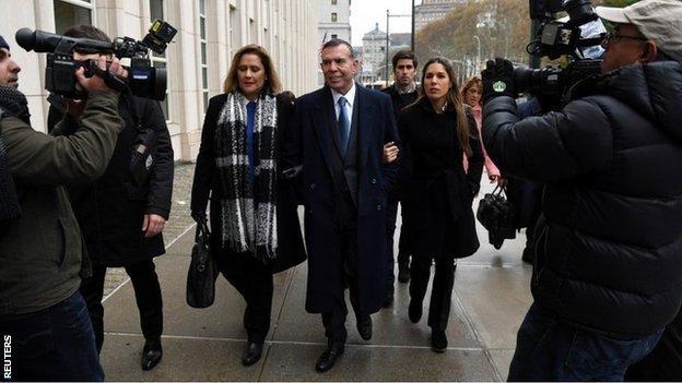 Juan Angel Napout arrives for his trial