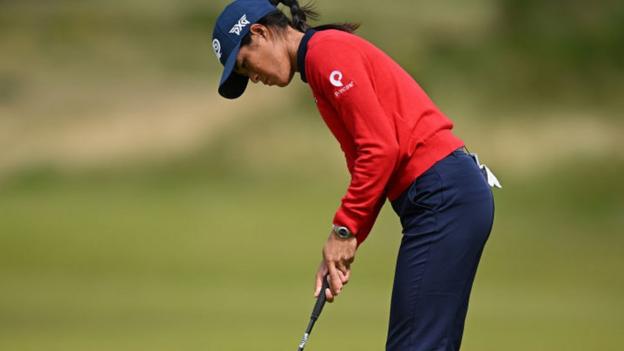 France's Celine Boutier carded eight birdies and two bogeys to set the pace on 13 under