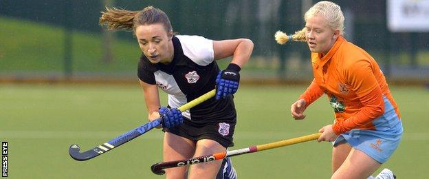 Ards's Chloe Brown attempts to keep pace with Cork Harlequins player Yvonne O'Byrne