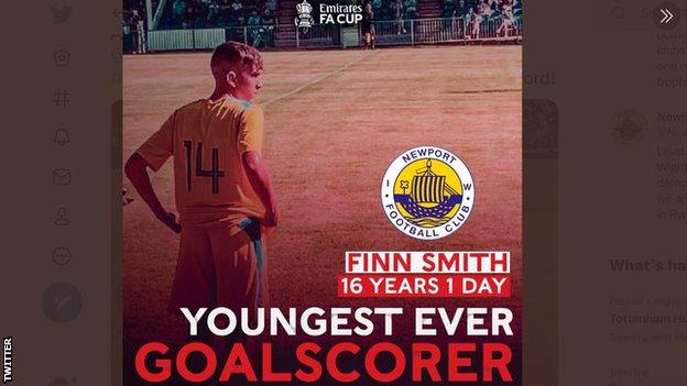 16 years and one day old Finn Smith becomes the new FA Cup youngest goalscorer record holder