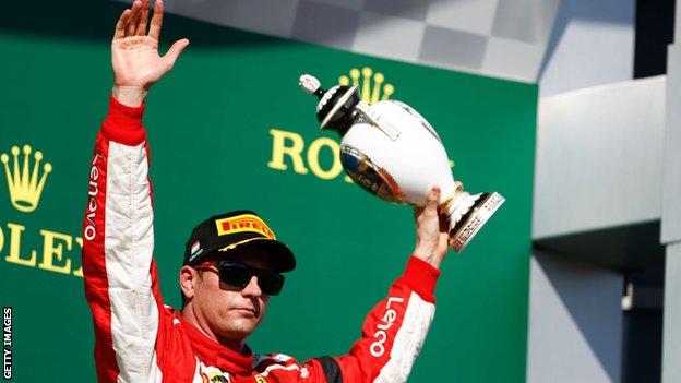 Kimi Raikkonen on the podium