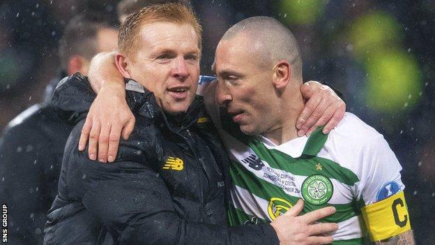 Neil Lennon with Celtic captain Scott Brown