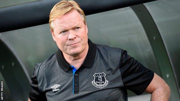 Ronald Koeman is taking training as usual at Everton's Finch Farm training ground today