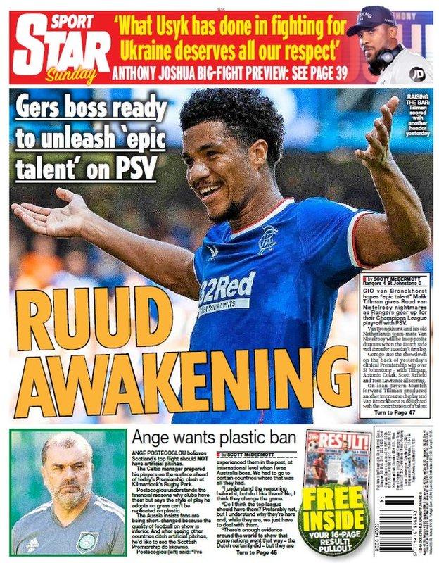 The back page of the Scottish Sunday Star on 140822
