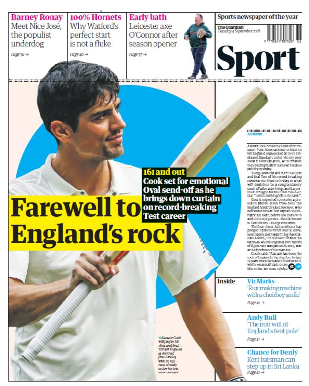 Guardian sport section on Tuesday