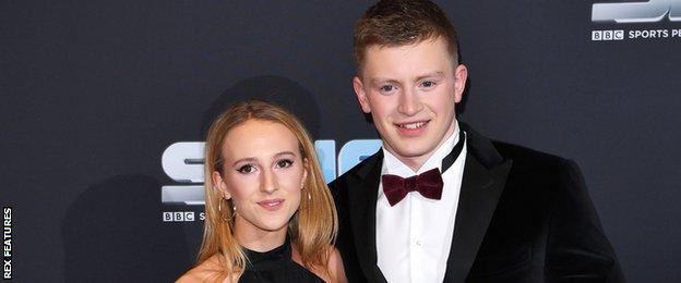 Olympic gold medallist Adam Peaty with his partner