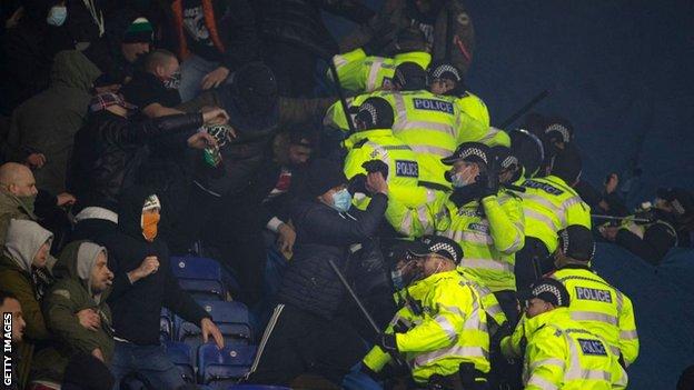 Legia fans clashed with police at King Power Stadium