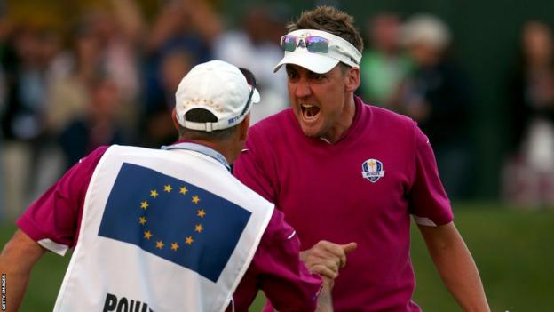 Ian Poulter celebrates in 2012