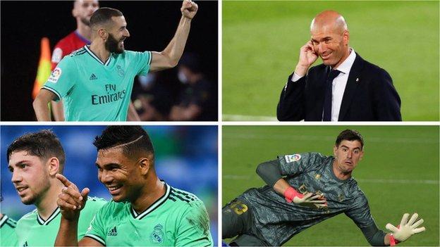 Karim Benzema, Zinedine Zidane, Federico Valverde, Casemiro, Thibaut Courtois