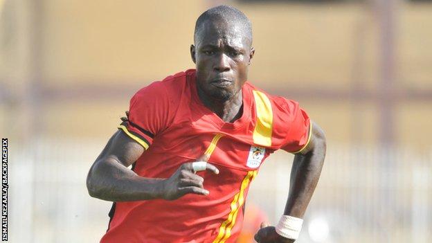 Uganda's goal scorer Ceaser Okhuti