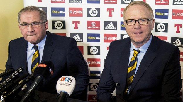 Alex McLeish was unveiled by Scottish FA president Alan McRae in February 2018