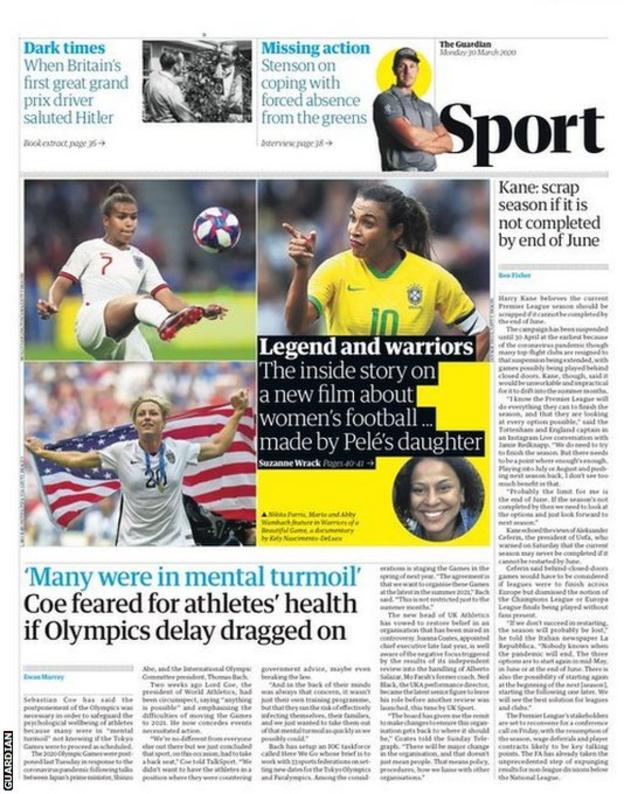 Guardian back page on Monday, 30 March