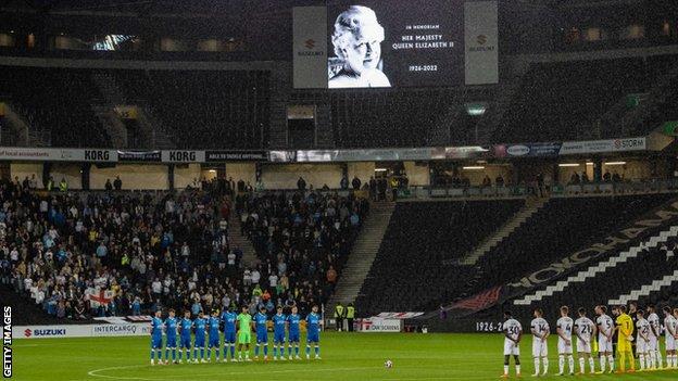 An image of Queen Elizabeth II on the big screen before MK Dons' game with Bolton Wanderers