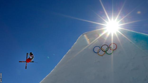 Gus Kenworthy competes at the freestyle skiing event during the 2014 Winter Olympics in Sochi