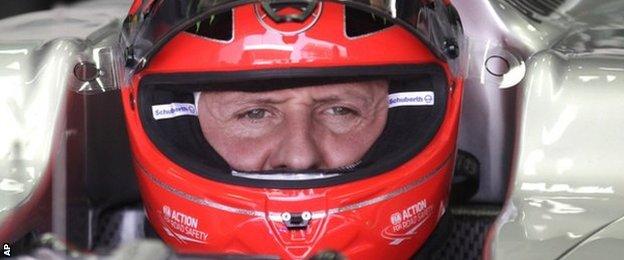 Michael Schumacher in his car in 2012