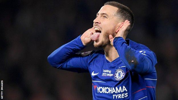 Chelsea's Eden Hazard celebrates scoring a goal