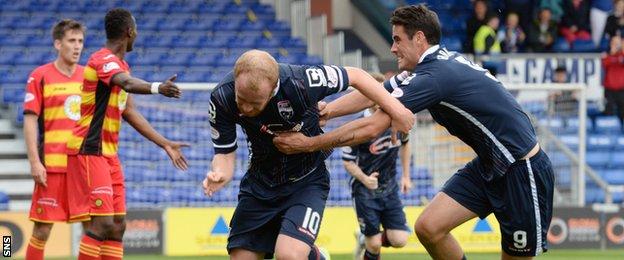 Liam Boyce (left) scored the only goal of the game for Ross County