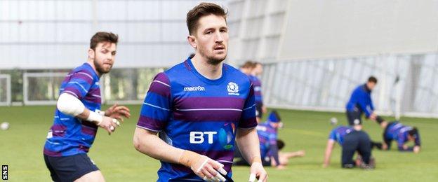 Henry Pyrgos in training with Scotland