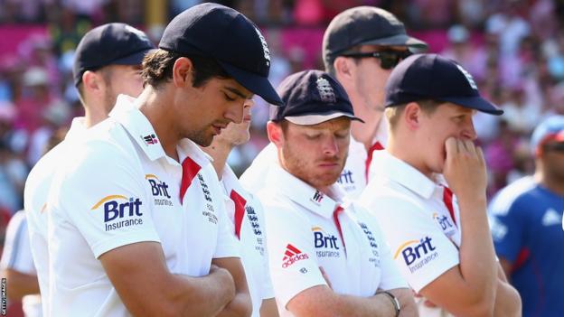 England players looking dejected after losing 5-0 to Australia in 2013-14