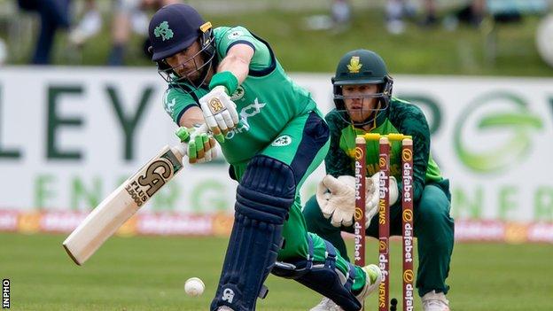Andrew Balbirnie plays a shot during his superb century against South Africa on Tuesday