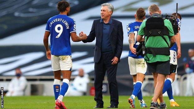 Dominic Calvert-Lewin and Carlo Ancelotti