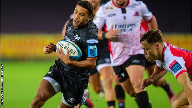 Ospreys wing Keelan Giles scored two first-half tries against Lions
