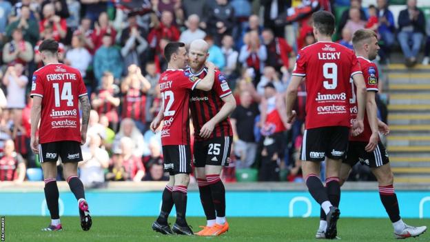 Ross Clarke, who also scored in the 2019 final, gave Crusaders the lead at Windsor Park