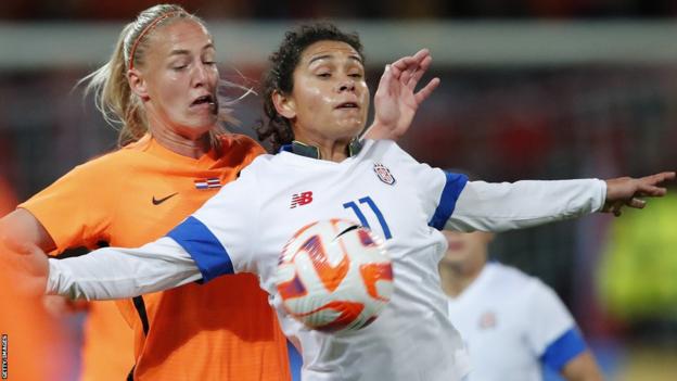 Costa Rica's Raquel Rodriguez in action against the Netherlands