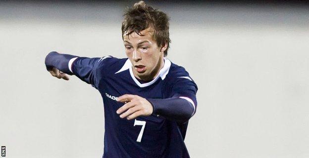 Steven Lennon in action for Scotland Under-21s