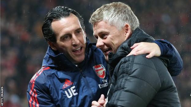 Arsenal manager Unai Emery and Manchester United boss Ole Gunnar Solskjaer