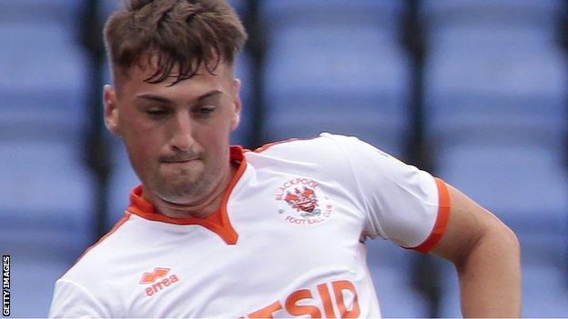 Paudie O'Connor in action for Blackpool