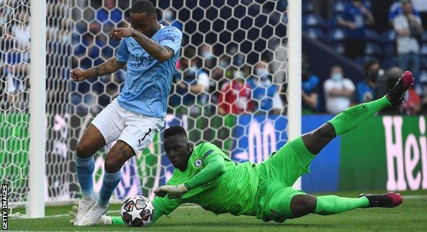 Senegal's Edouard Mendy makes a save for Chelsea during the 2021 European Champions League final