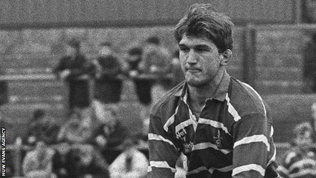 Owain Williams in action for Bridgend against Maesteg in 1991