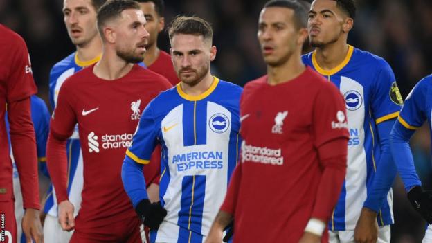 Alexis Mac Allister successful  enactment   for Brighton against Liverpool's Jordan Henderson