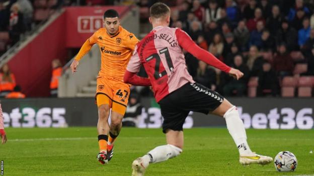 Anass Zaroury scores for Hull at Southampton