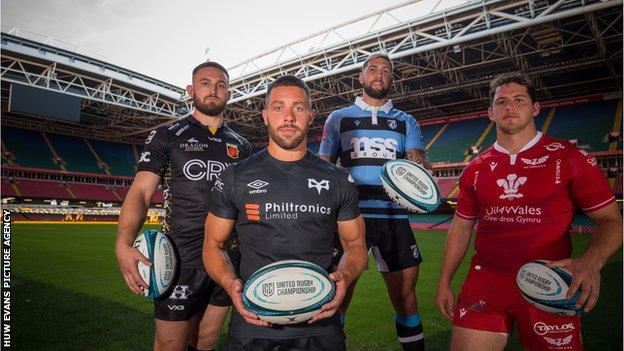 Jugadors de quatre regions gal·leses a la posada en marxa del United Rugby Championship al Principat Stadium