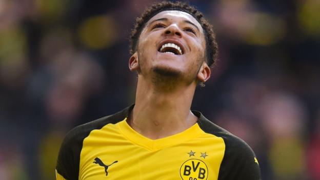 Jadon Sancho: Borussia Dortmund flight delayed after England winger forgets passport - BBC Sport