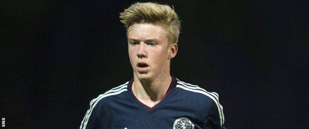 Kieran Freeman in action for Scotland Under-15s