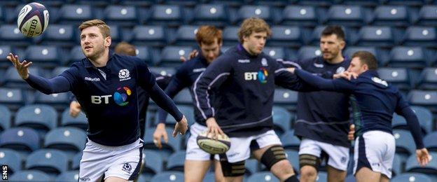 Scotland players in training during the Six Nations